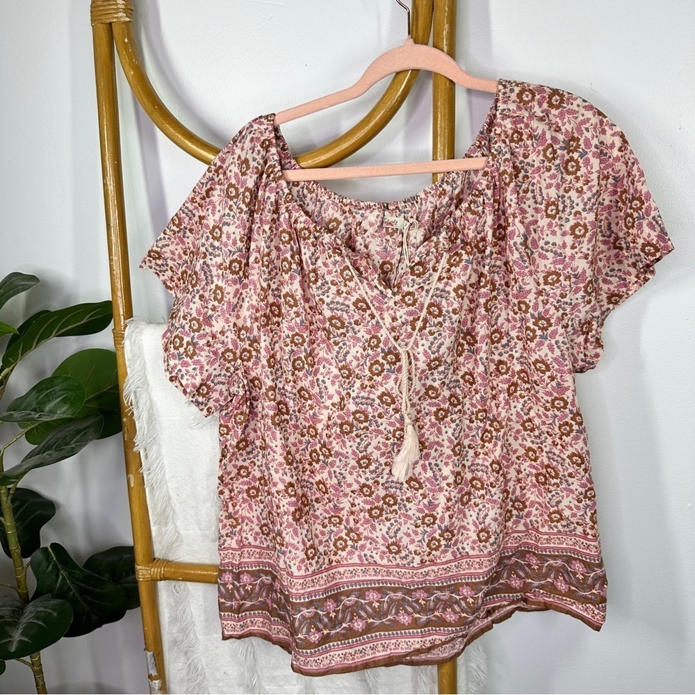 NWT Faherty Pink Floral Boho Lightweight Blouse sz M - Picture 3 of 10